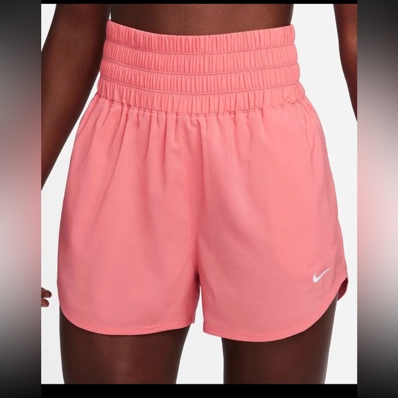 Women's Nike DX6642 Dri-Fit Ultra High-Waisted 3" Brief-Lined Shorts Soft Pink - Picture 1 of 11